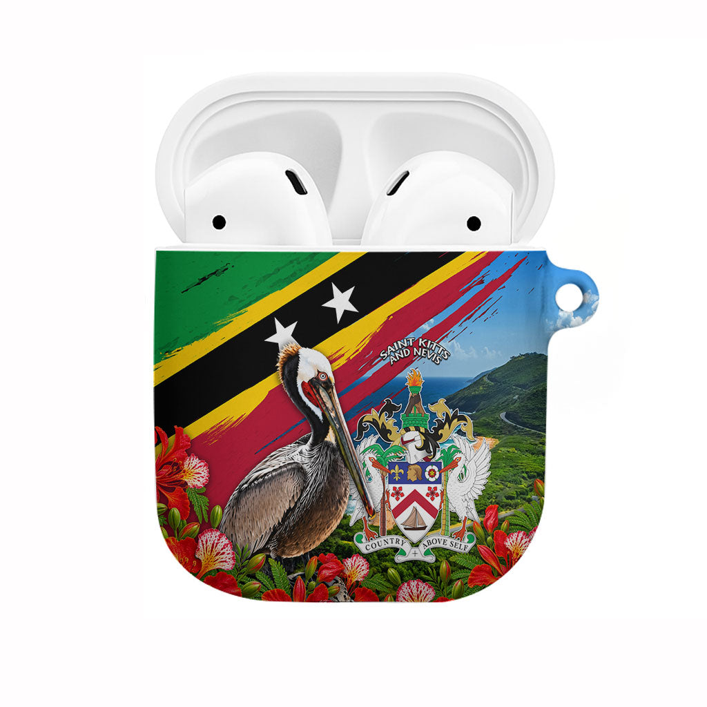 Saint Kitts And Nevis AirPods Case Caribbean Pride Tropical Island Map Pelican Floral