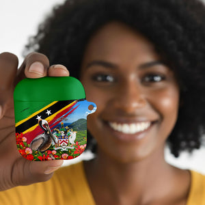 Saint Kitts And Nevis AirPods Case Caribbean Pride Tropical Island Map Pelican Floral
