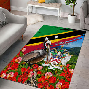 Saint Kitts And Nevis Area Rug Caribbean Pride Tropical Island Map Pelican Floral