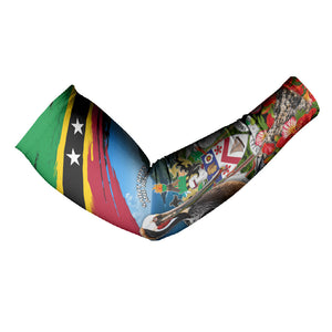 Saint Kitts And Nevis Arm Sleeves Caribbean Pride Tropical Island Map Pelican Floral