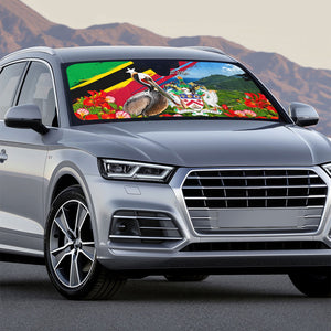 Saint Kitts And Nevis Auto Sun Shade Caribbean Pride Tropical Island Map Pelican Floral