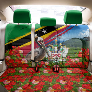Saint Kitts And Nevis Back Car Seat Cover Caribbean Pride Tropical Island Map Pelican Floral