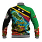 Saint Kitts And Nevis Baseball Jacket Caribbean Pride Tropical Island Map Pelican Floral