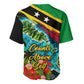 Saint Kitts And Nevis Baseball Jersey Caribbean Pride Tropical Island Map Pelican Floral