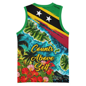 Saint Kitts And Nevis Basketball Jersey Caribbean Pride Tropical Island Map Pelican Floral