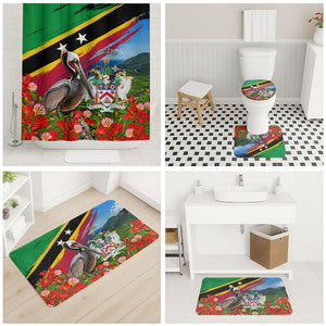 Saint Kitts And Nevis Bathroom Set Caribbean Pride Tropical Island Map Pelican Floral