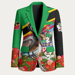 Saint Kitts And Nevis Blazer Caribbean Pride Tropical Island Map Pelican Floral