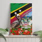 Saint Kitts And Nevis Canvas Wall Art Caribbean Pride Tropical Island Map Pelican Floral