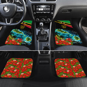 Saint Kitts And Nevis Car Mats Caribbean Pride Tropical Island Map Pelican Floral