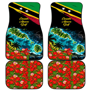 Saint Kitts And Nevis Car Mats Caribbean Pride Tropical Island Map Pelican Floral