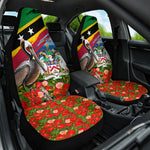 Saint Kitts And Nevis Car Seat Cover Caribbean Pride Tropical Island Map Pelican Floral