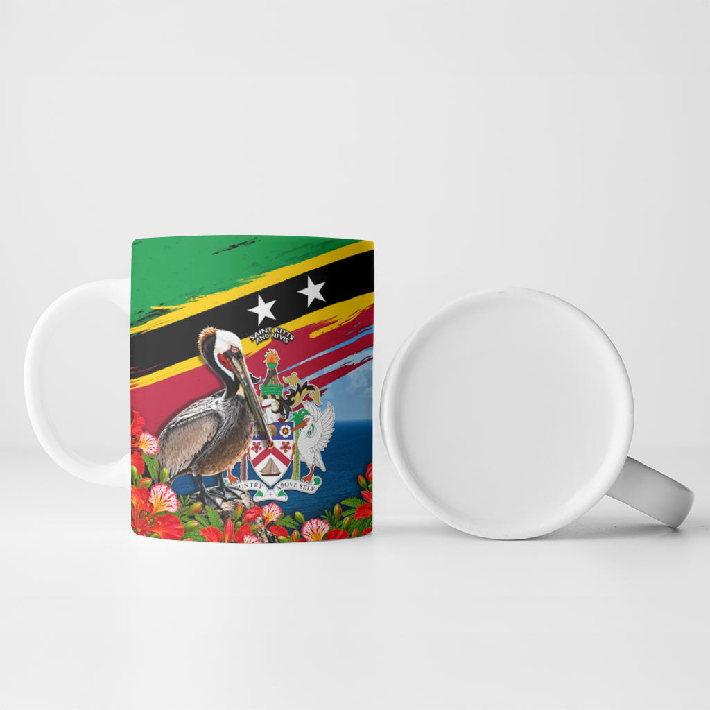 Saint Kitts And Nevis Ceramic Mug Caribbean Pride Tropical Island Map Pelican Floral