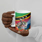 Saint Kitts And Nevis Ceramic Mug Caribbean Pride Tropical Island Map Pelican Floral