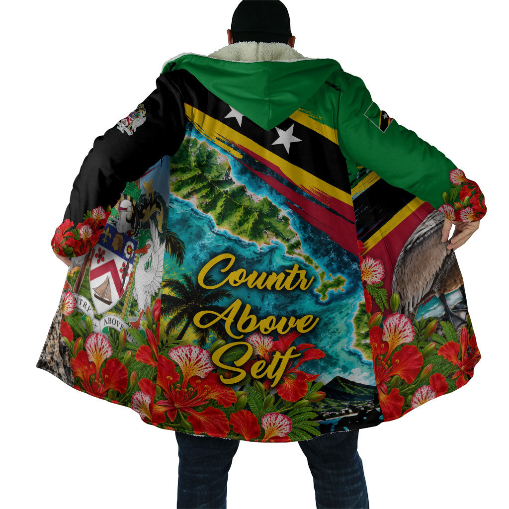 Saint Kitts And Nevis Cloak Caribbean Pride Tropical Island Map Pelican Floral