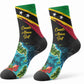 Saint Kitts And Nevis Crew Socks Caribbean Pride Tropical Island Map Pelican Floral