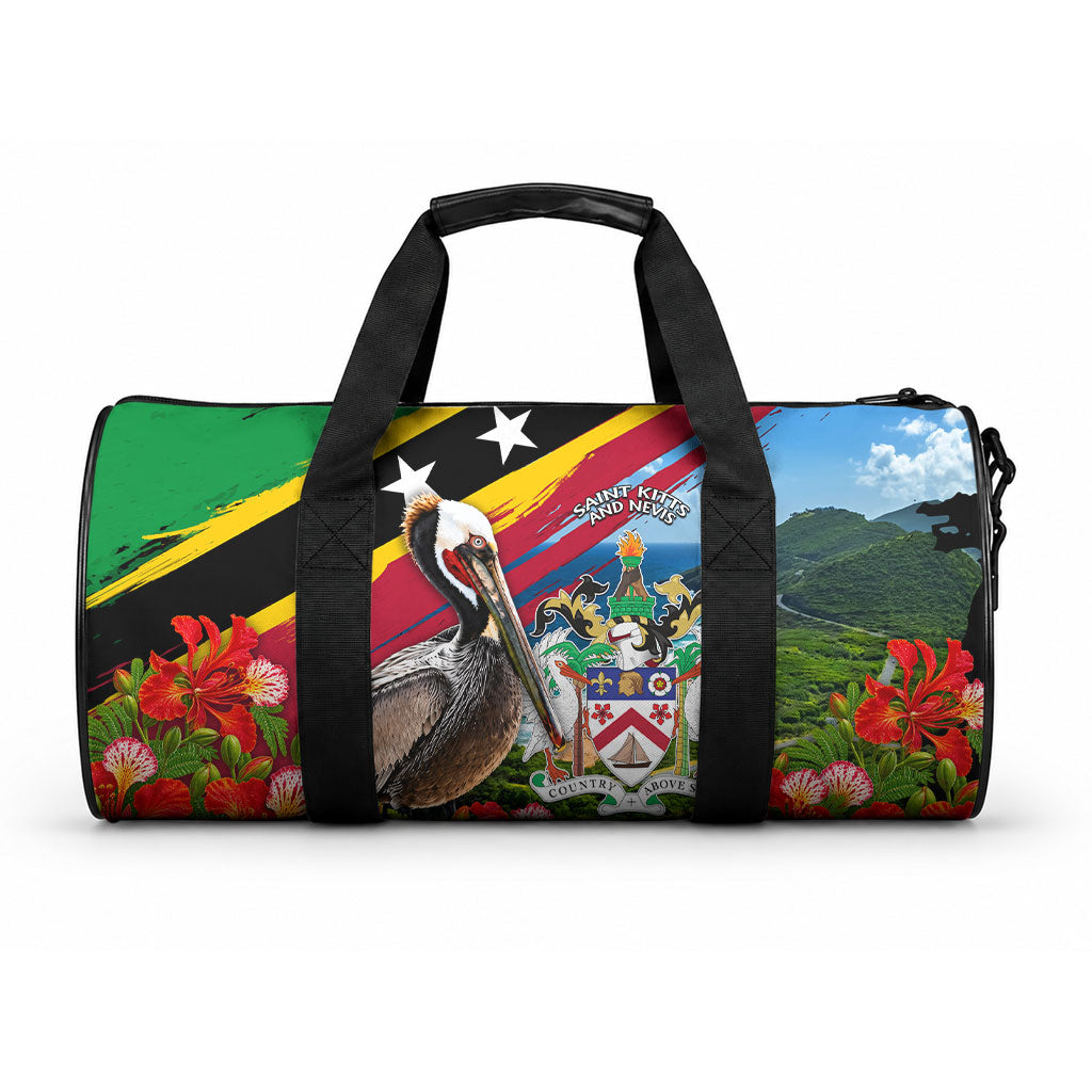 Saint Kitts And Nevis Duffle Bag Caribbean Pride Tropical Island Map Pelican Floral