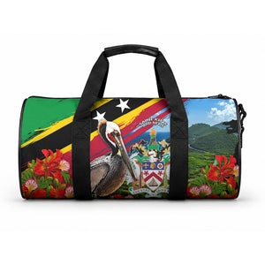 Saint Kitts And Nevis Duffle Bag Caribbean Pride Tropical Island Map Pelican Floral