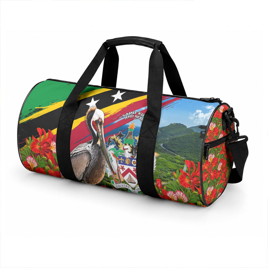 Saint Kitts And Nevis Duffle Bag Caribbean Pride Tropical Island Map Pelican Floral