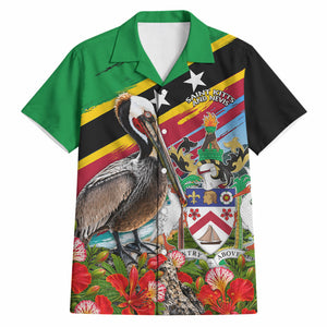 Saint Kitts And Nevis Hawaiian Shirt Caribbean Pride Tropical Island Map Pelican Floral