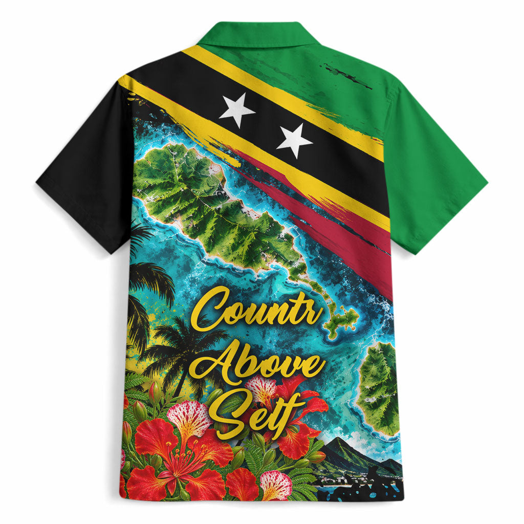 Saint Kitts And Nevis Hawaiian Shirt Caribbean Pride Tropical Island Map Pelican Floral