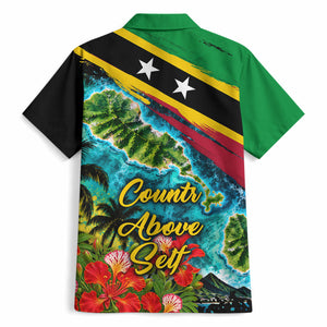 Saint Kitts And Nevis Hawaiian Shirt Caribbean Pride Tropical Island Map Pelican Floral