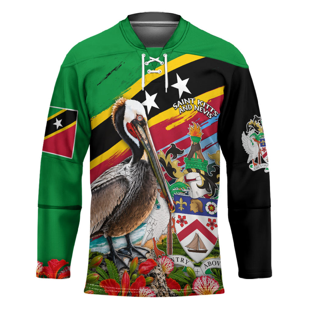 Saint Kitts And Nevis Hockey Jersey Caribbean Pride Tropical Island Map Pelican Floral