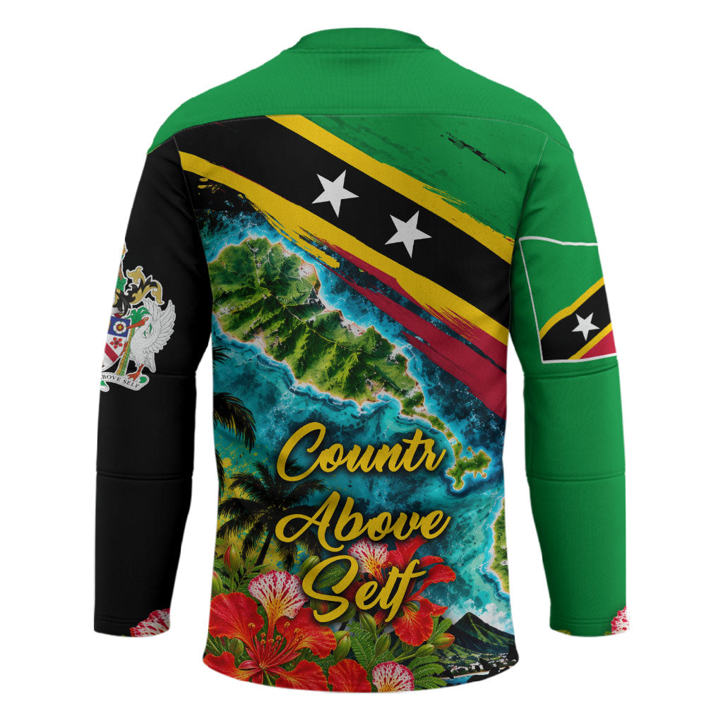 Saint Kitts And Nevis Hockey Jersey Caribbean Pride Tropical Island Map Pelican Floral