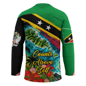 Saint Kitts And Nevis Hockey Jersey Caribbean Pride Tropical Island Map Pelican Floral