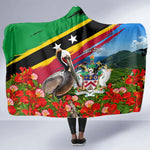 Saint Kitts And Nevis Hooded Blanket Caribbean Pride Tropical Island Map Pelican Floral