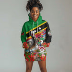 Saint Kitts And Nevis Hoodie Dress Caribbean Pride Tropical Island Map Pelican Floral