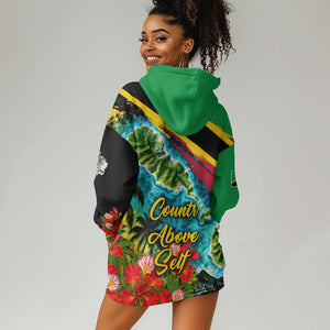 Saint Kitts And Nevis Hoodie Dress Caribbean Pride Tropical Island Map Pelican Floral