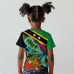 Saint Kitts And Nevis Kid T shirt Caribbean Pride Tropical Island Map Pelican Floral