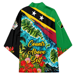 Saint Kitts And Nevis Kimono Caribbean Pride Tropical Island Map Pelican Floral