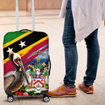 Saint Kitts And Nevis Luggage Cover Caribbean Pride Tropical Island Map Pelican Floral