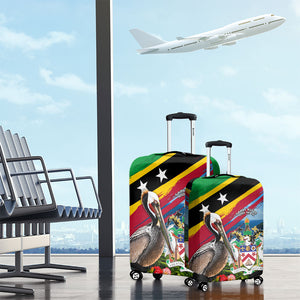 Saint Kitts And Nevis Luggage Cover Caribbean Pride Tropical Island Map Pelican Floral