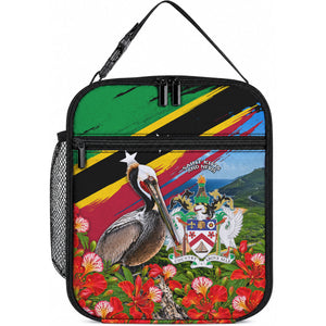 Saint Kitts And Nevis Lunch Bag Caribbean Pride Tropical Island Map Pelican Floral