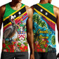 Saint Kitts And Nevis Men Tank Top Caribbean Pride Tropical Island Map Pelican Floral