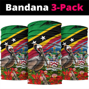 Saint Kitts And Nevis Neck Gaiter Caribbean Pride Tropical Island Map Pelican Floral