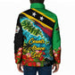 Saint Kitts And Nevis Padded Jacket Caribbean Pride Tropical Island Map Pelican Floral