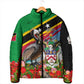 Saint Kitts And Nevis Padded Jacket Caribbean Pride Tropical Island Map Pelican Floral
