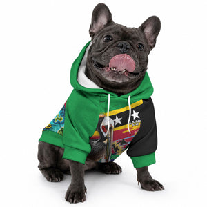 Saint Kitts And Nevis Pet Hoodie Caribbean Pride Tropical Island Map Pelican Floral