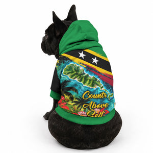 Saint Kitts And Nevis Pet Hoodie Caribbean Pride Tropical Island Map Pelican Floral