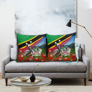 Saint Kitts And Nevis Pillow Cover Caribbean Pride Tropical Island Map Pelican Floral