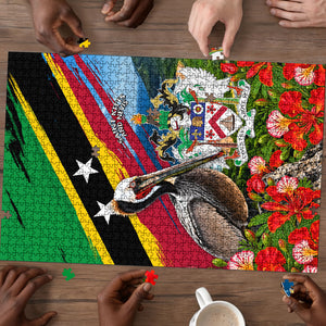 Saint Kitts And Nevis Puzzle Caribbean Pride Tropical Island Map Pelican Floral