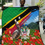 Saint Kitts And Nevis Quilt Caribbean Pride Tropical Island Map Pelican Floral