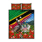 Saint Kitts And Nevis Quilt Bed Set Caribbean Pride Tropical Island Map Pelican Floral