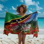 Saint Kitts And Nevis Sarong Caribbean Pride Tropical Island Map Pelican Floral