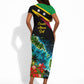 Saint Kitts And Nevis Short Sleeve Bodycon Dress Caribbean Pride Tropical Island Map Pelican Floral