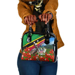 Saint Kitts And Nevis Shoulder Handbag Caribbean Pride Tropical Island Map Pelican Floral