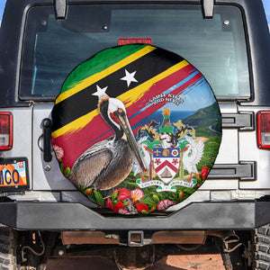Saint Kitts And Nevis Spare Tire Cover Caribbean Pride Tropical Island Map Pelican Floral